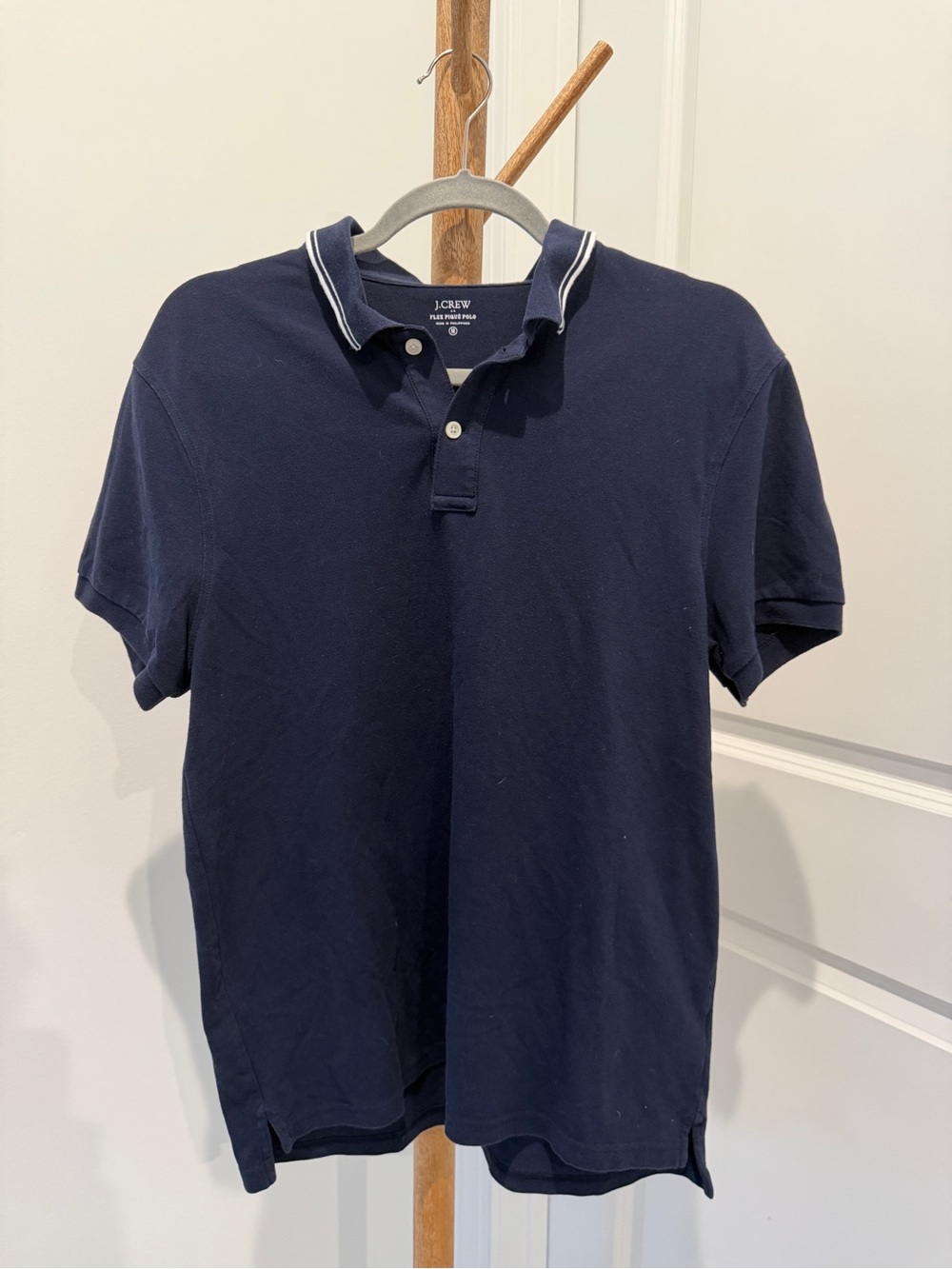 J. Crew Navy Polo with White Collar Piping